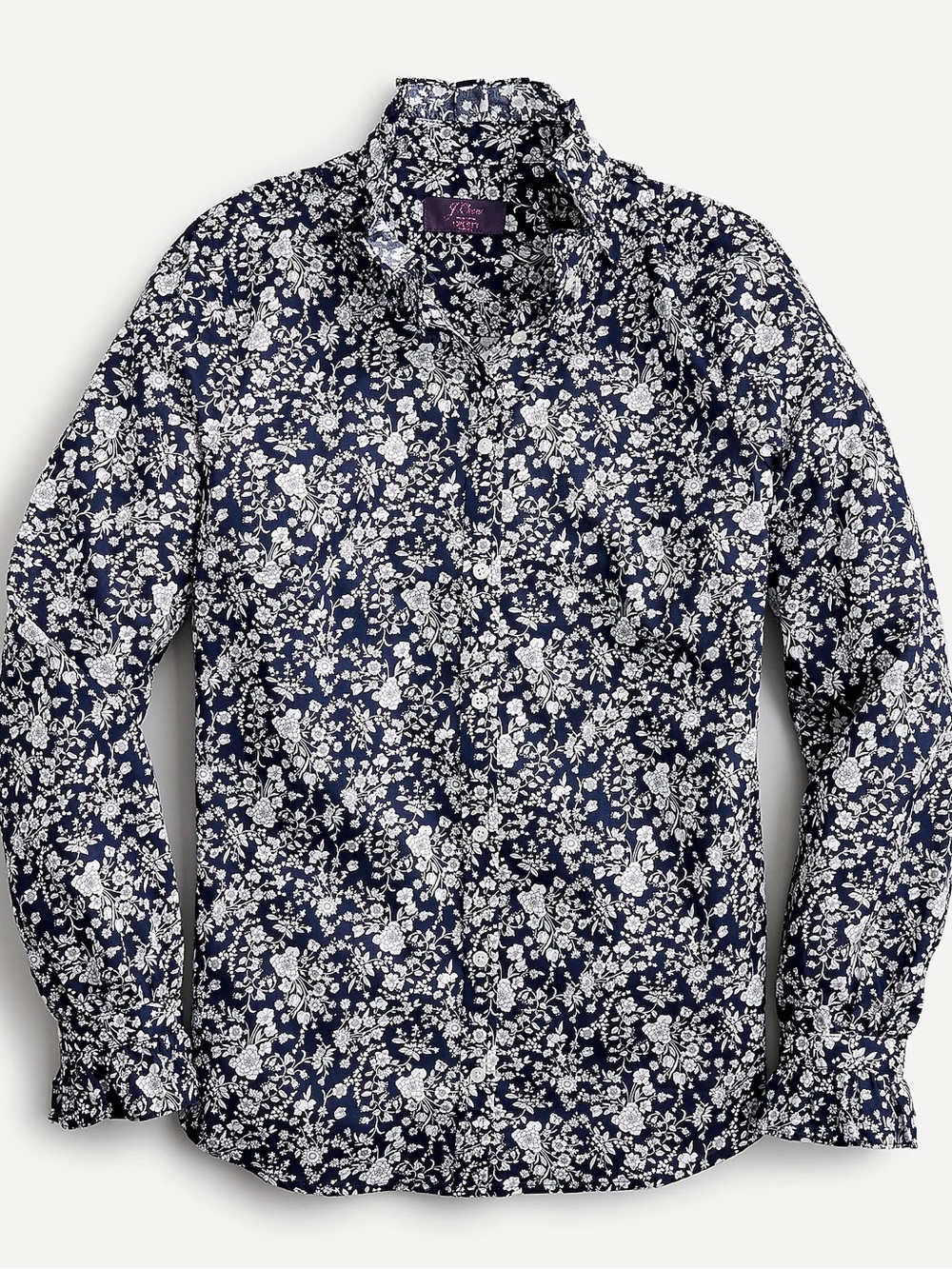 J Crew Liberty of London Button Down White & Blue Button Down Shirt Sz 8
